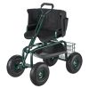 Garden Seat with Wheels, Rolling Garden Stool with Height Adjustable & 360° Swivel Seat, 400lbs Weight Capacity, Gardening Cart Bench