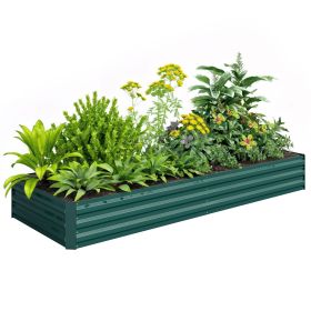 95" x 36" x 12" Galvanized Raised Garden Bed, Easy DIY and Cleaning for Growing Flowers, Herbs, Succulents, Green