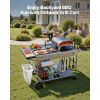 Outdoor Grill Cart, 36.4 x 23.4 x 1 inch Tabletop Size Grilling Table, Movable Outdoor Cooking Table with 4 Spice Containers, Wheels, Lids, Hooks