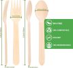 Disposable Wooden Cutlery Set - 200 Pack Wooden Compostable Utensils,Biodegradable and Earth Friendly, 6.3 Inch Length(100 Forks,100 Spoons)