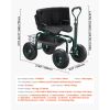 Garden Seat with Wheels, Rolling Garden Stool with Height Adjustable & 360° Swivel Seat, 400lbs Weight Capacity, Gardening Cart Bench