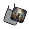 Border Terrier Spooky Halloween Pair of Pot Holders Kitchen Heat Resistant Pot Holders Sets Oven Hot Pads for Cooking Baking BBQ, 7 1/2 x 7 1/2
