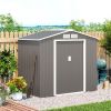 7' x 4' Garden Storage Shed Organizer, Outdoor Garden Utility Metal Storage Tool Shed for Patio Garden Yard, Gray/White