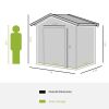 7' x 4' Garden Storage Shed Organizer, Outdoor Garden Utility Metal Storage Tool Shed for Patio Garden Yard, Gray/White