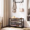 Tier Shoe Storage Organizer with 3 Oxford Fabric Shelves and Top Panel, Holds 12-16 Pairs of Shoes