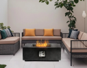 Outdoor Propane Fire Pit Table,Square Stone 35-inch Planter Base, 50,000 BTU Stainless Steel Burner, Free Lava Rocks and Waterproof Cover