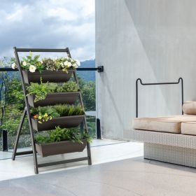 4-Tier Vertical Raised Garden Bed with 4 Containers and Drainage Holes (size: S)