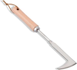 Crack Weeder, 12" Stainless Steel Crevice Weeding Tool with Wood Handle, L-Shaped Side-Walk Weed Puller Spatula (size: 12" Crack Weeder)