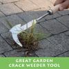 Crack Weeder, 12" Stainless Steel Crevice Weeding Tool with Wood Handle, L-Shaped Side-Walk Weed Puller Spatula